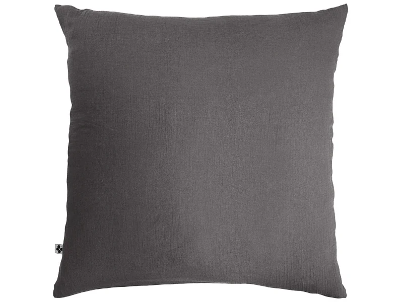Taie d'oreiller double gaze de coton gris anthracite 60x60 cm