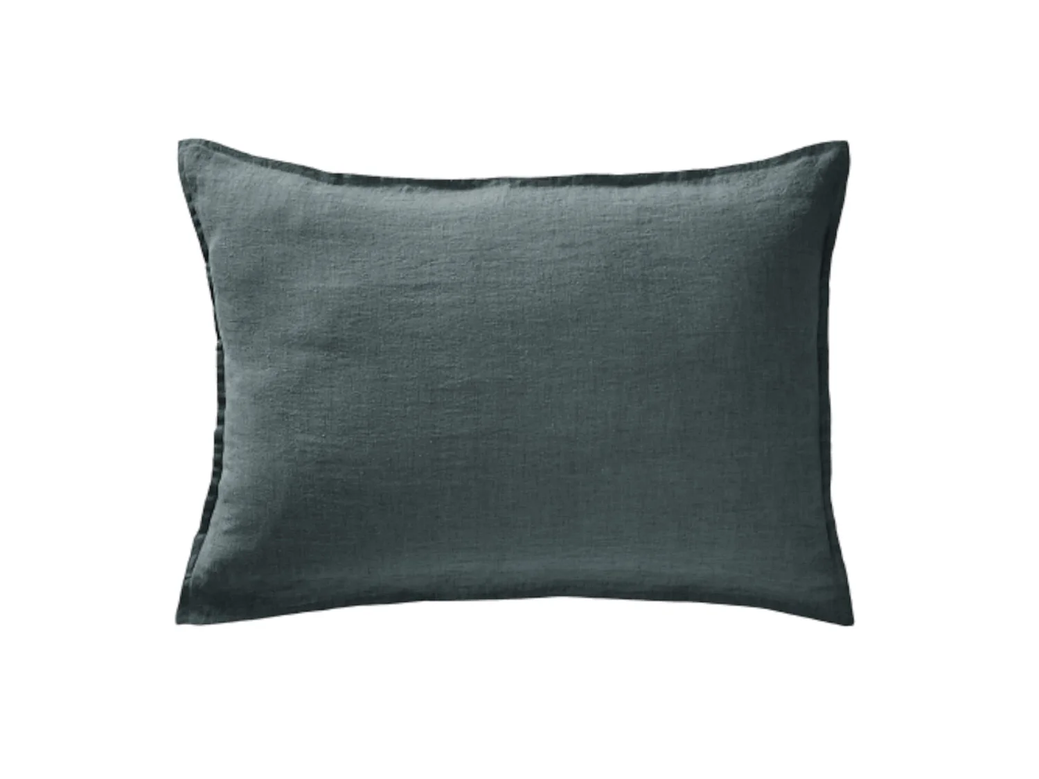 Taie d'oreiller lin lavé gris foncé 50x70