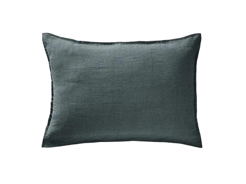 Taie d'oreiller lin lavé gris foncé 50x70