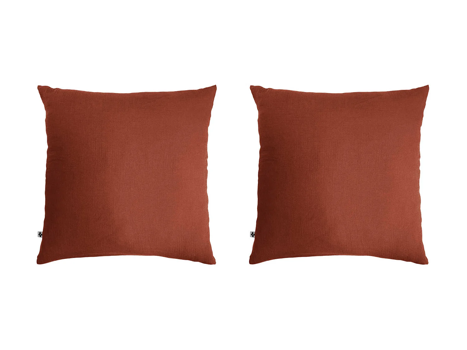 Lot de 2 taies d'oreillers double gaze de coton orange terracotta 60x60 cm