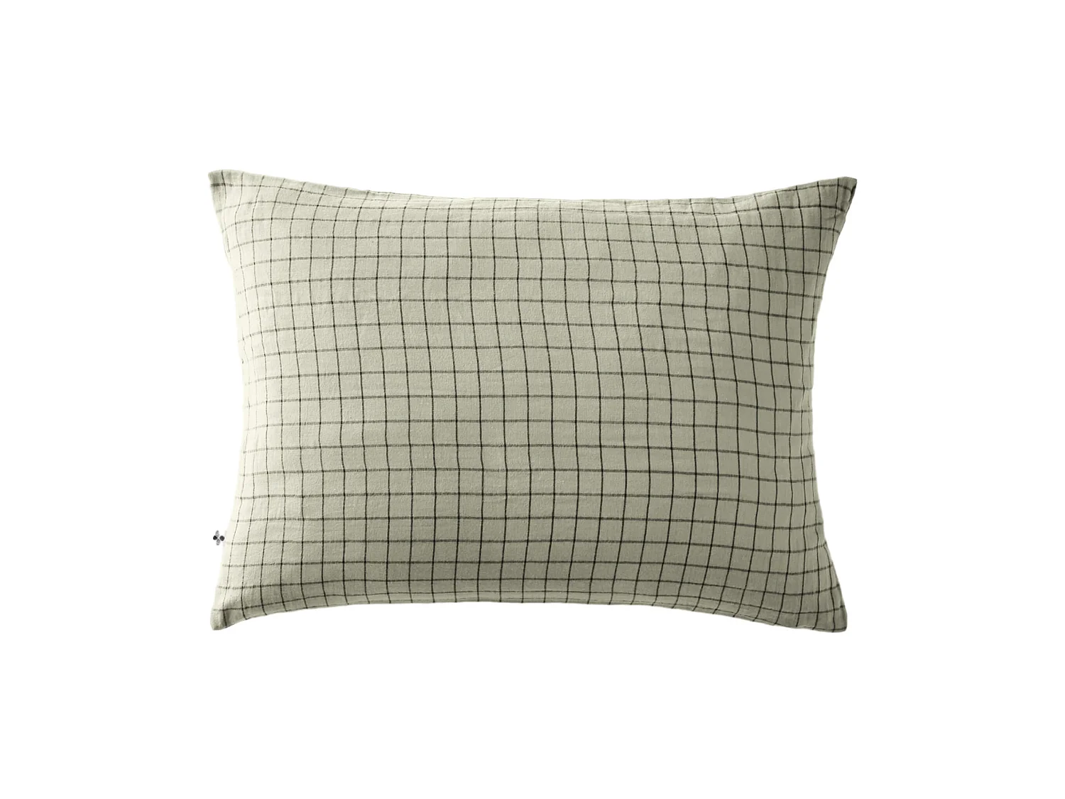 Taie d'oreiller à carreaux double gaze de coton vert d'eau 50x70