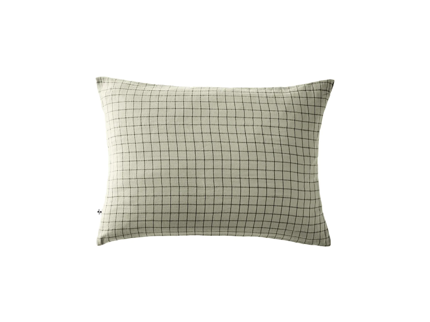 Taie d'oreiller à carreaux double gaze de coton vert d'eau 50x70