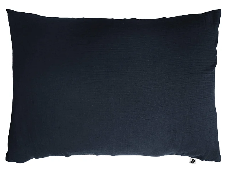 Taie d'oreiller double gaze de coton marine 50x70 cm