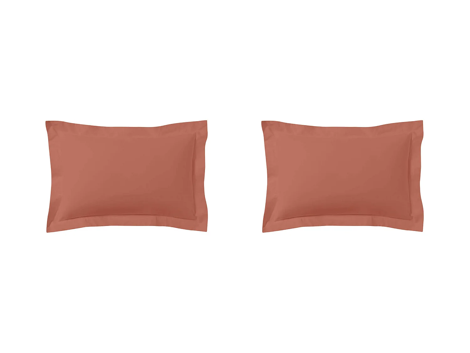 Lot de 2 taies d'oreillers terracotta 100% coton 50x70 cm