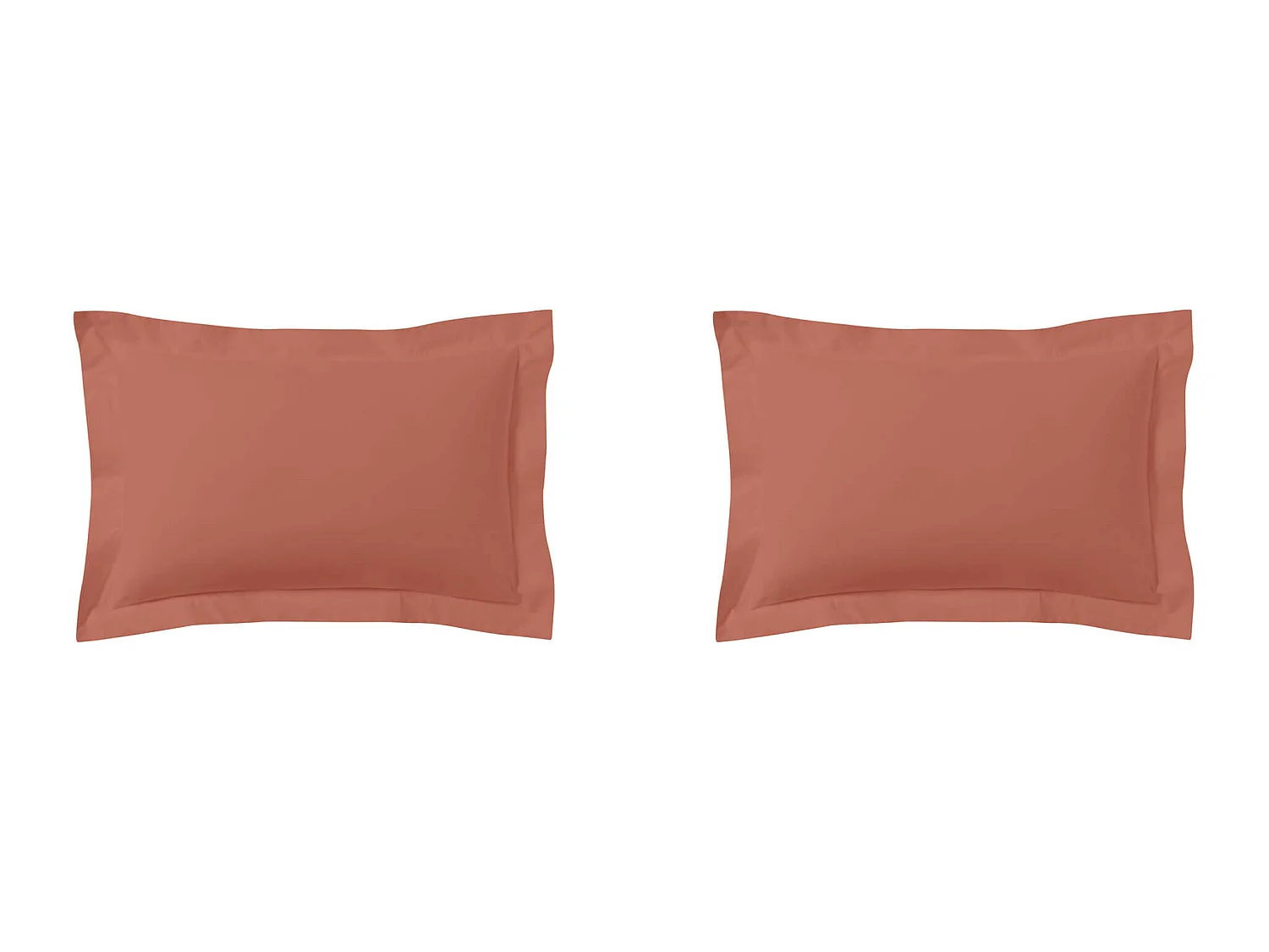 Lot de 2 taies d'oreillers terracotta 100% coton 50x70 cm