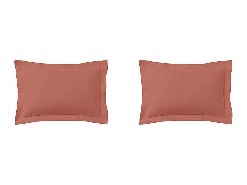 Lot de 2 taies d'oreillers terracotta 100% coton 50x70 cm