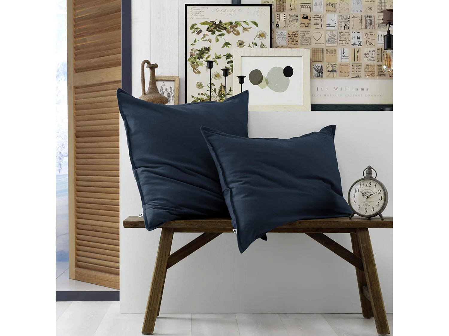Lot de 2 taies d'oreiller flanelle marine 50x70 cm