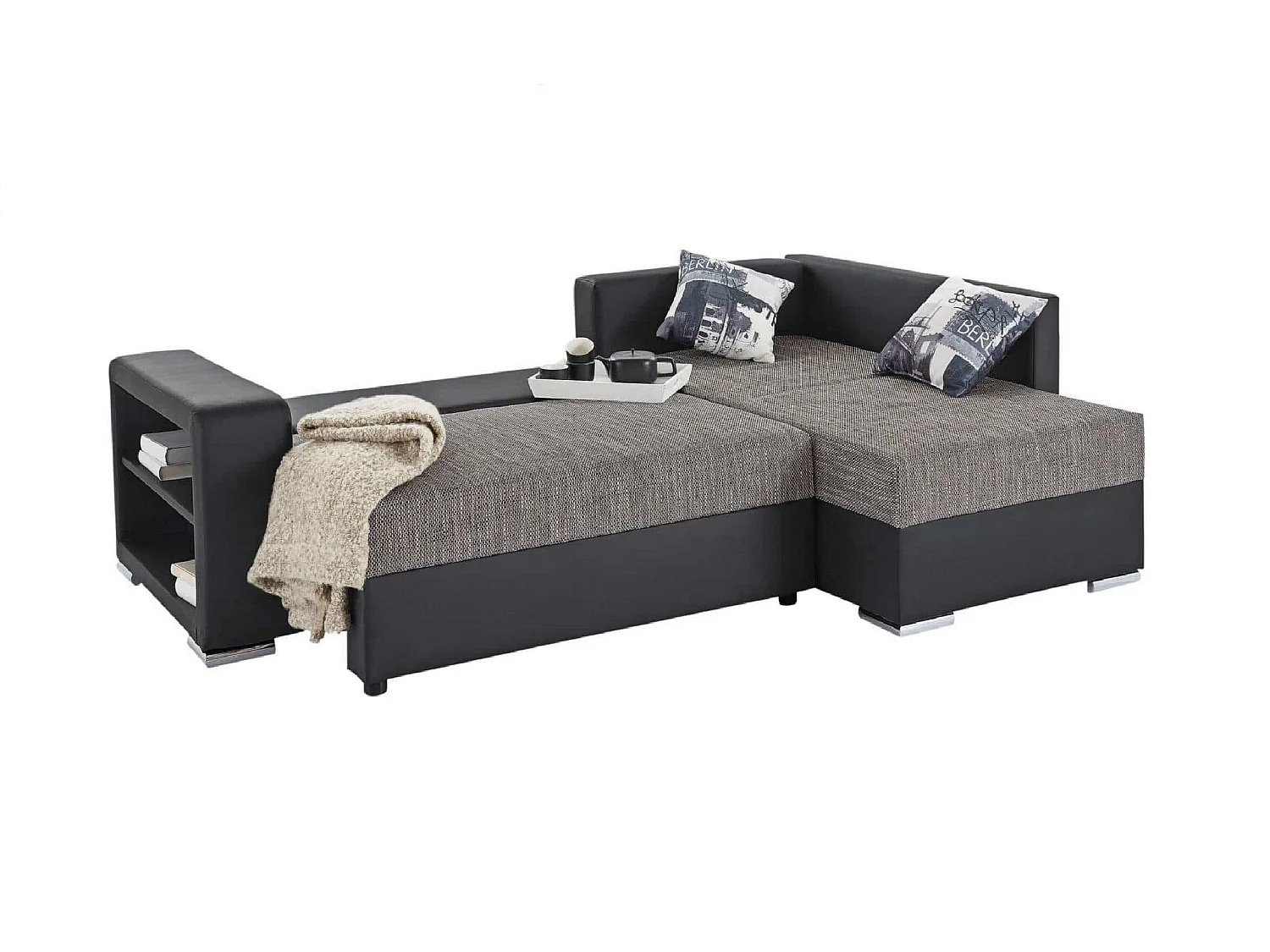 canapé d'angle johny petit - gris noir