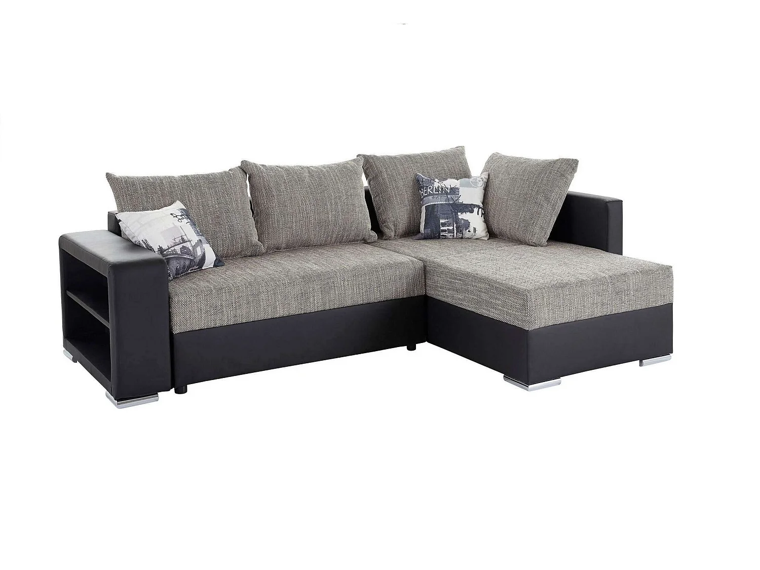 hoekbank johny small- zwart grijs