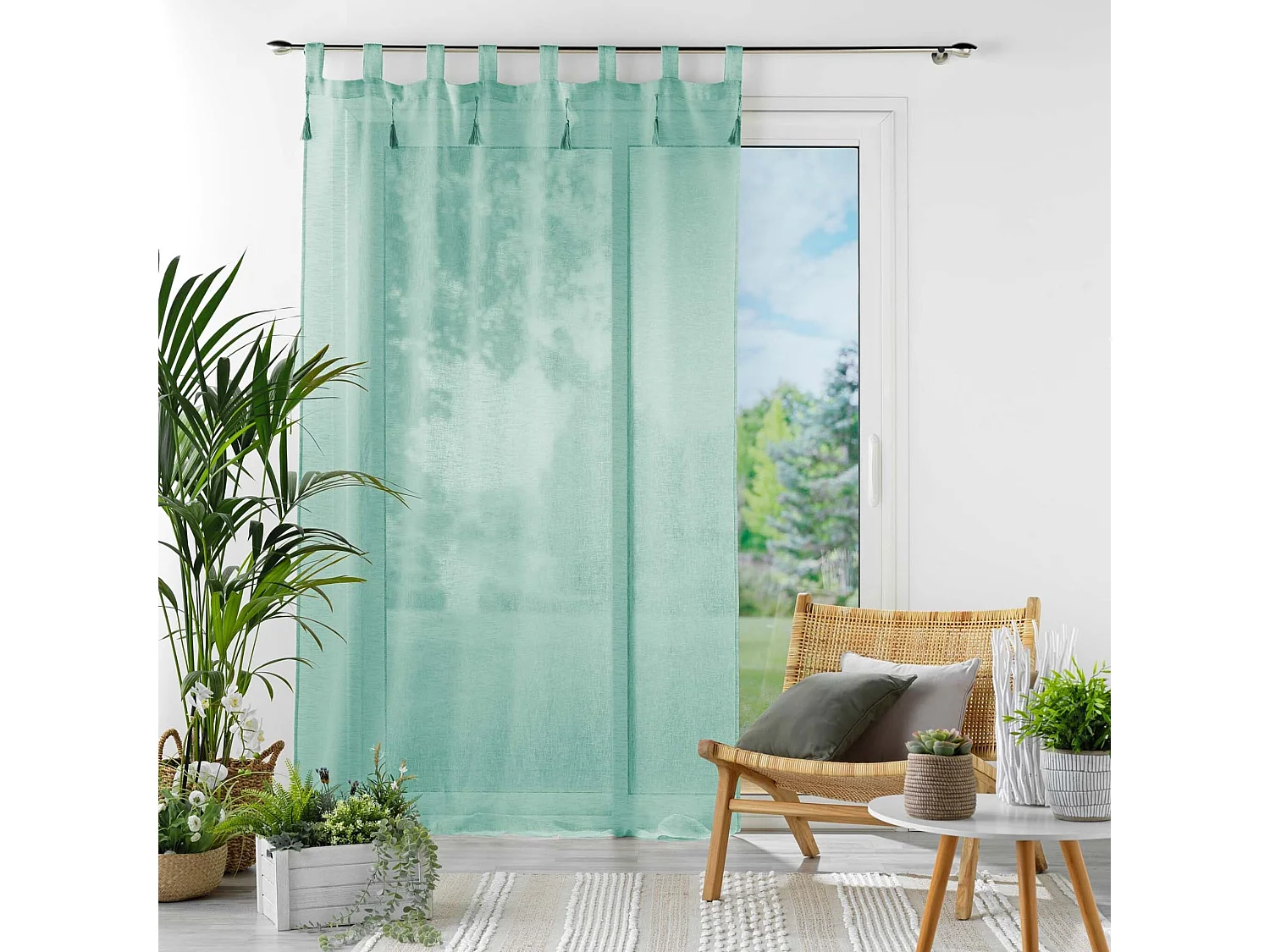 Rideau Voilage à Passants "Dalia" 140x240cm Sauge