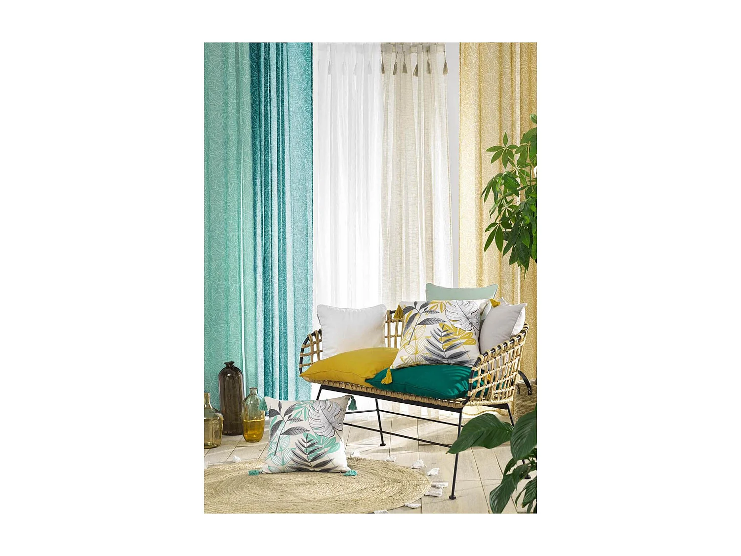 Rideau Voilage à Passants "Dalia" 140x240cm Sauge