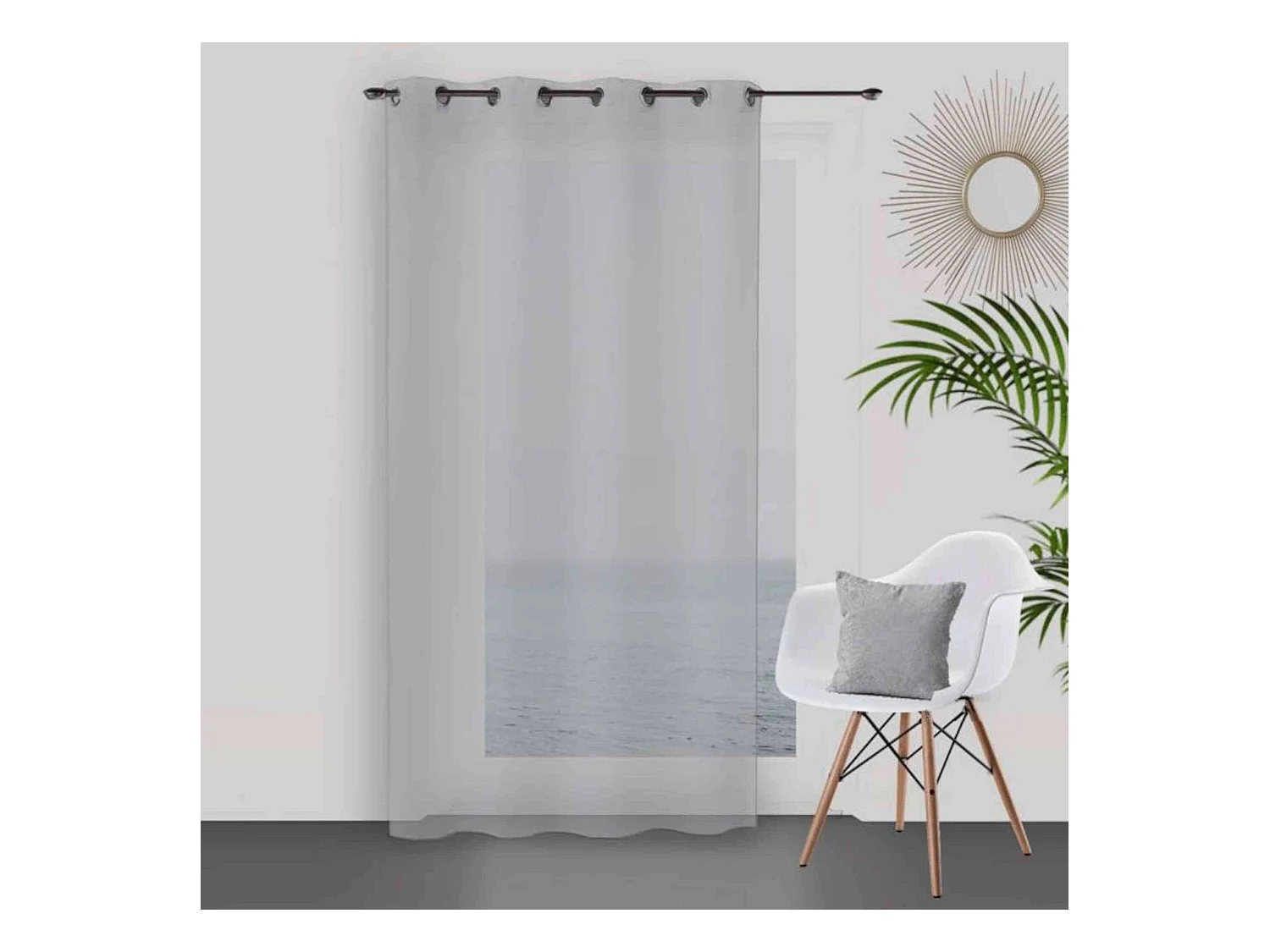 Voilage à œillets Dolly gris clair 280x250 cm