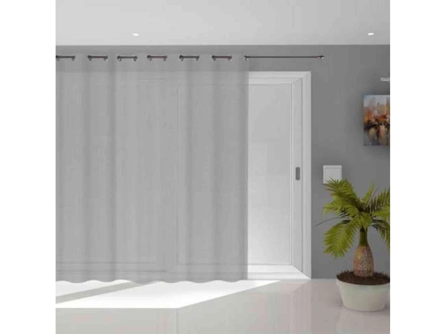 Voilage à œillets Dolly gris clair 280x250 cm