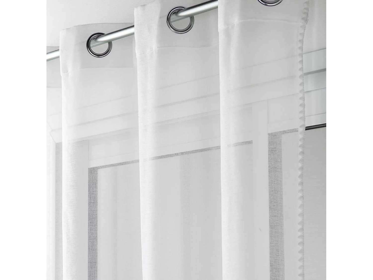 Rideau Voilage à Œillets "Fantaisie Louise" 140x240cm Blanc