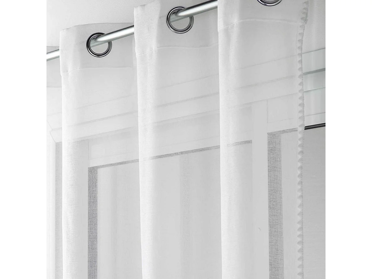 Rideau Voilage à Œillets "Fantaisie Louise" 140x240cm Blanc