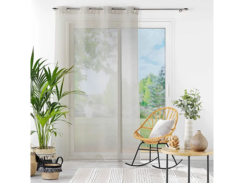 Rideau Voilage à Œillets "Fantaisie Louise" 140x240cm Beige
