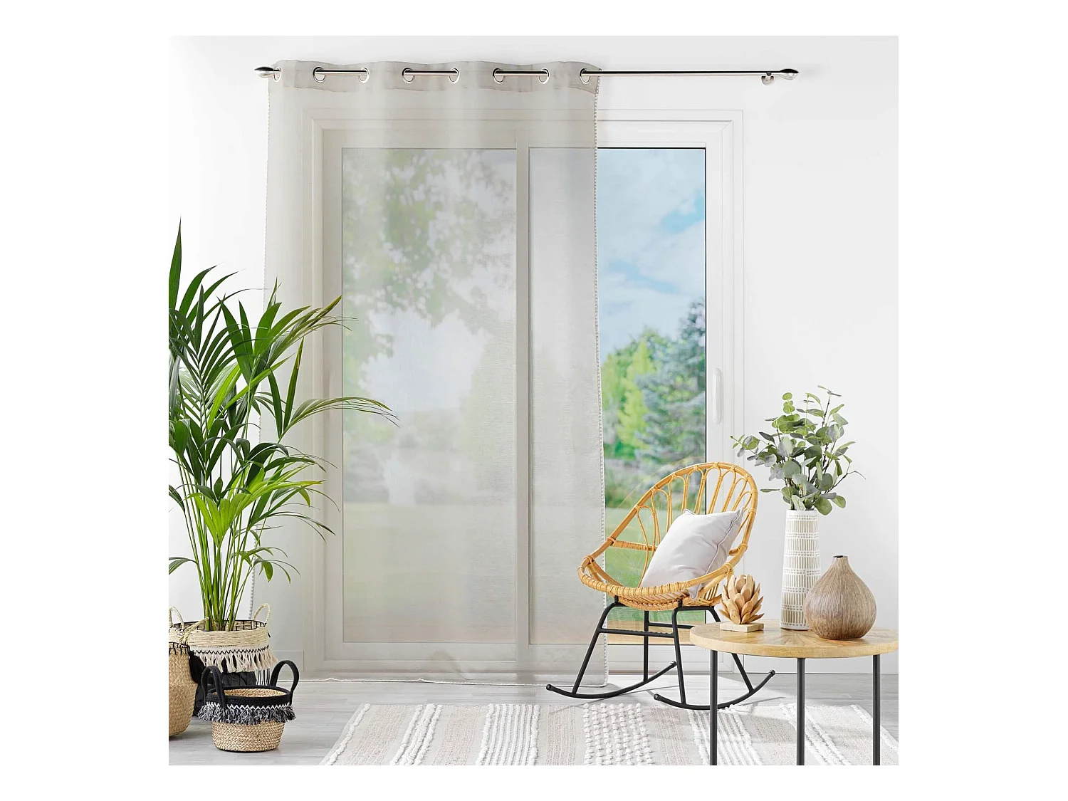 Rideau Voilage à Œillets "Fantaisie Louise" 140x240cm Beige