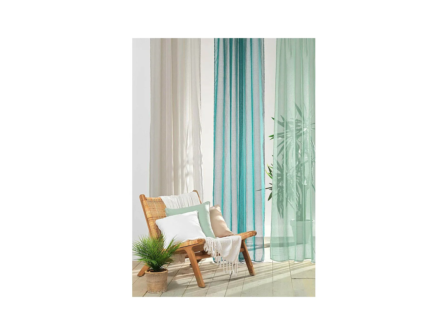 Rideau Voilage à Œillets "Fantaisie Louise" 140x240cm Beige