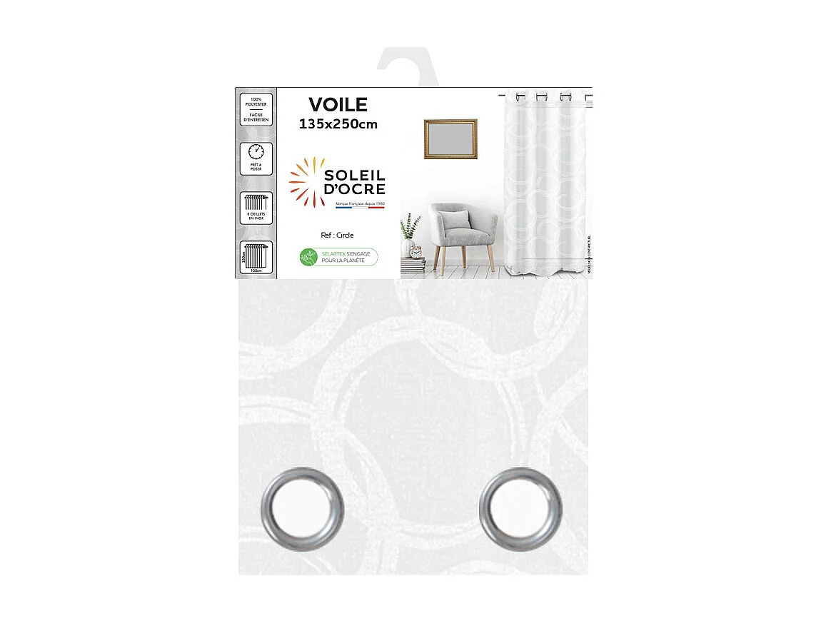 Visillo con ojales 135x250 cm CIRCLE, por Soleil d'Ocre