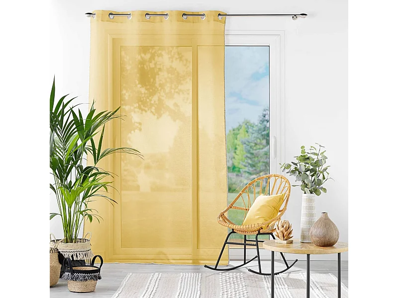 Rideau Voilage à Œillets "Fantaisie Louise" 140x240cm Miel