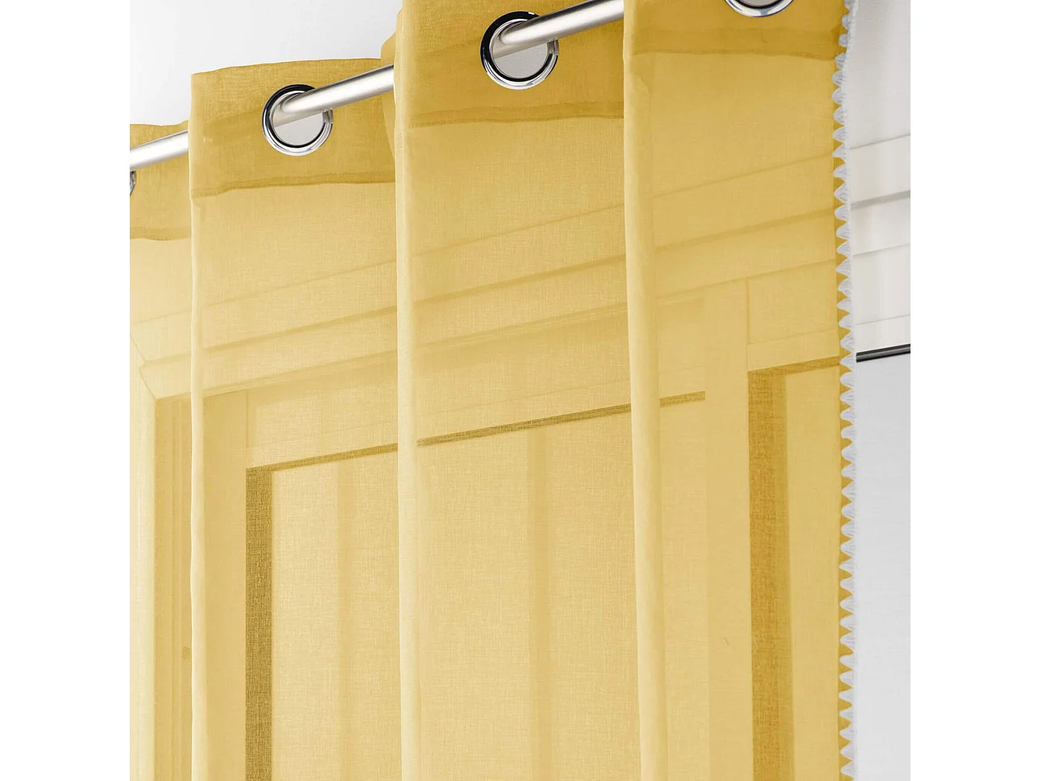 Rideau Voilage à Œillets "Fantaisie Louise" 140x240cm Miel