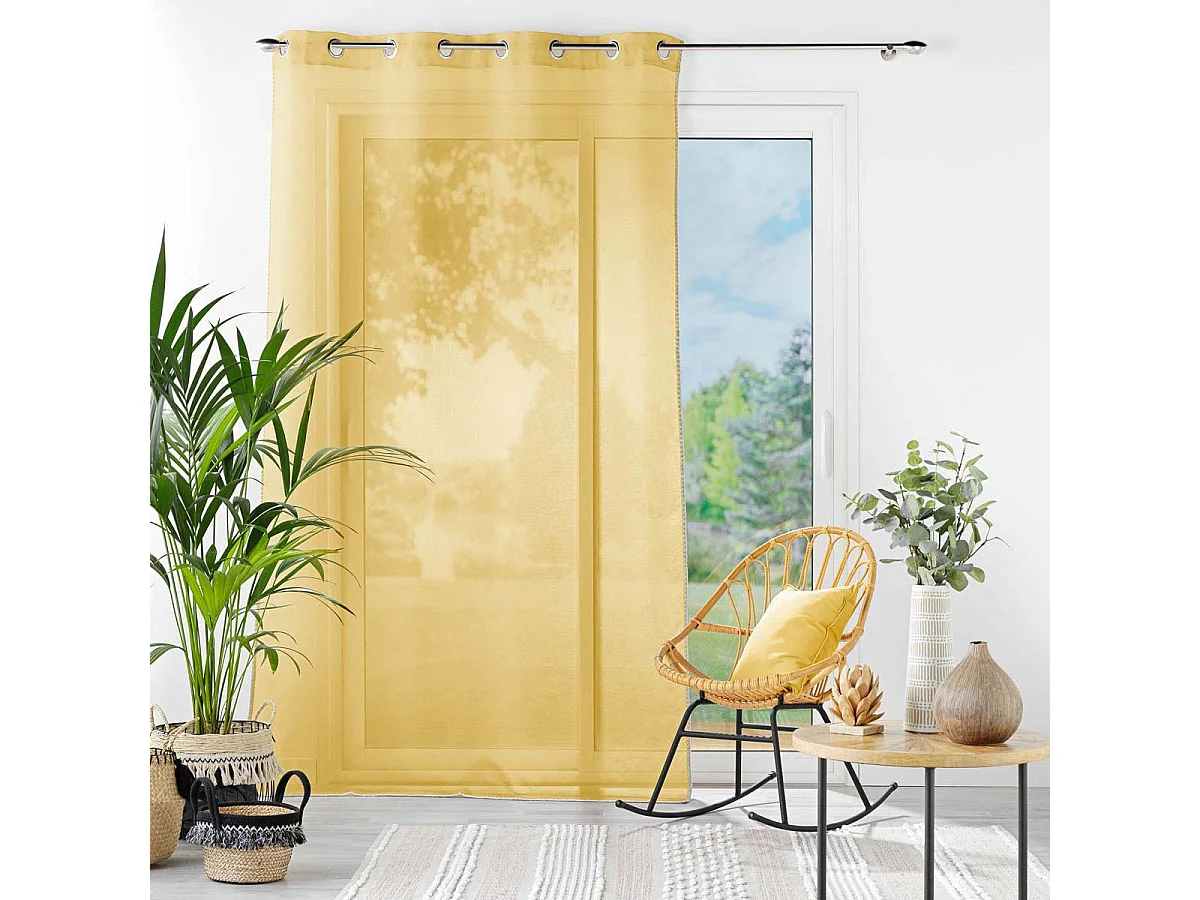Rideau Voilage à Œillets "Fantaisie Louise" 140x240cm Miel
