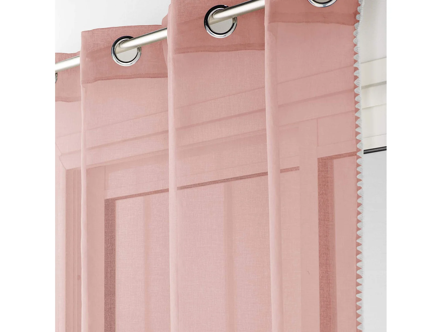Rideau Voilage à Œillets "Fantaisie Louise" 140x240cm Rose