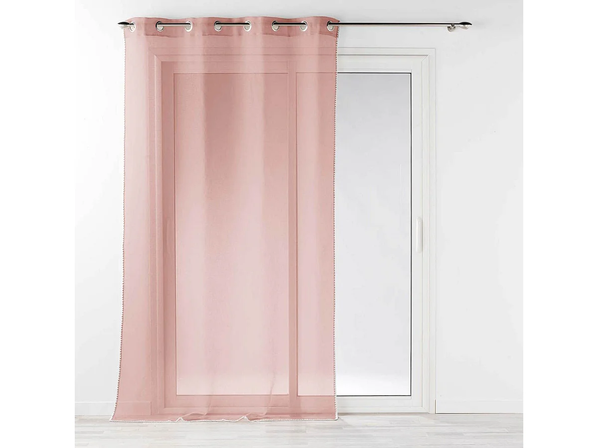 Rideau Voilage à Œillets "Fantaisie Louise" 140x240cm Rose