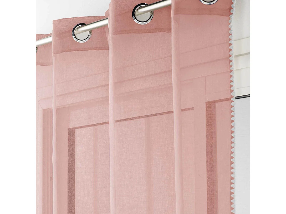Rideau Voilage à Œillets "Fantaisie Louise" 140x240cm Rose