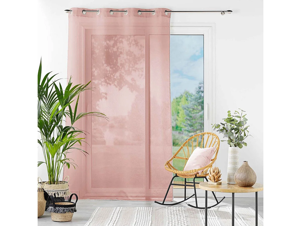 Rideau Voilage à Œillets "Fantaisie Louise" 140x240cm Rose