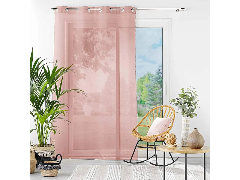 Rideau Voilage à Œillets "Fantaisie Louise" 140x240cm Rose