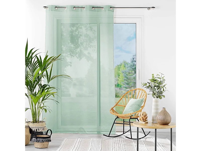 Rideau Voilage à Œillets "Fantaisie Louise" 140x240cm Sauge