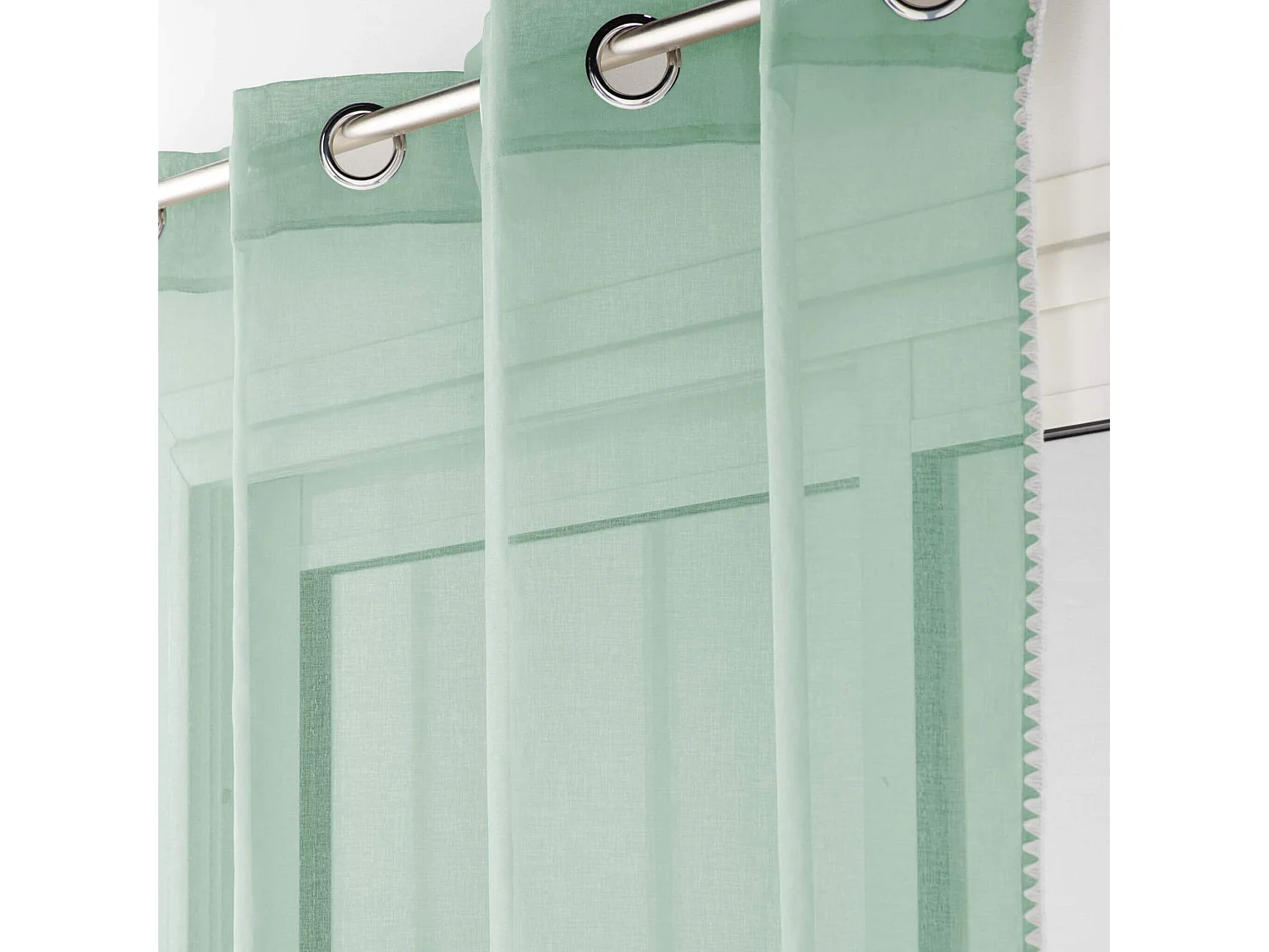 Rideau Voilage à Œillets "Fantaisie Louise" 140x240cm Sauge