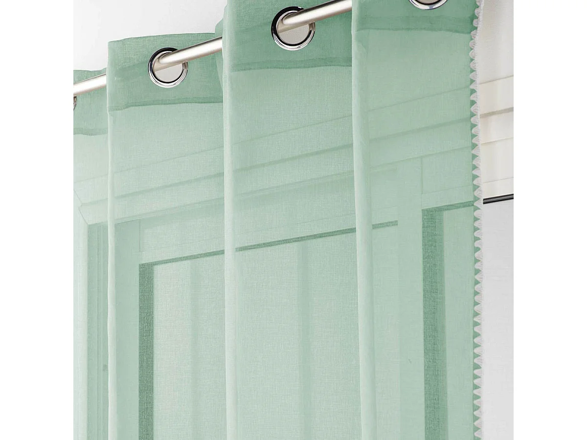 Rideau Voilage à Œillets "Fantaisie Louise" 140x240cm Sauge