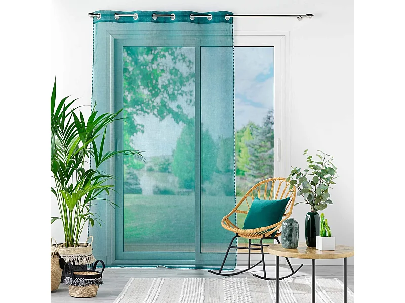 Rideau Voilage à Œillets "Fantaisie Louise" 140x240cm Pétrole