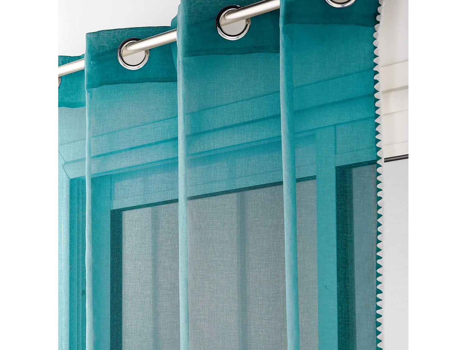 Rideau Voilage à Œillets "Fantaisie Louise" 140x240cm Pétrole