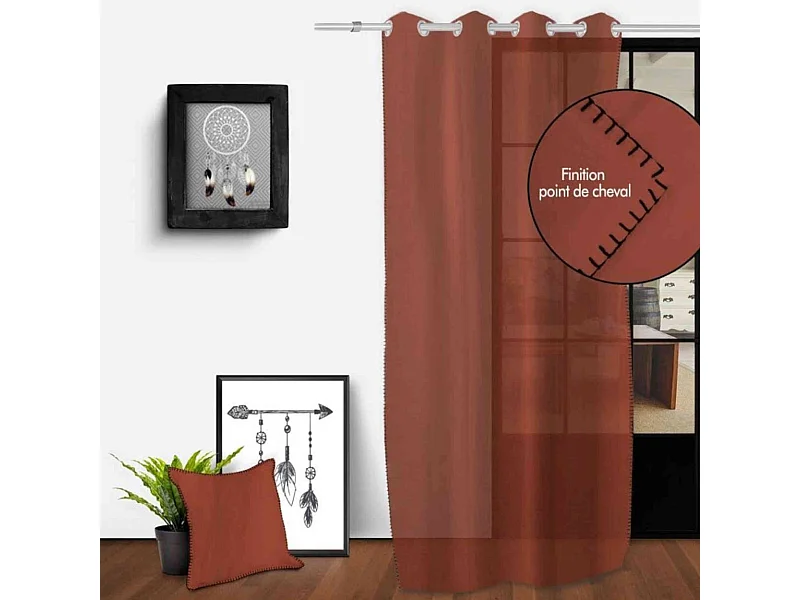 Visillo con ojales en algodón lavado 135x250 cm SPIRIT Ladrillo