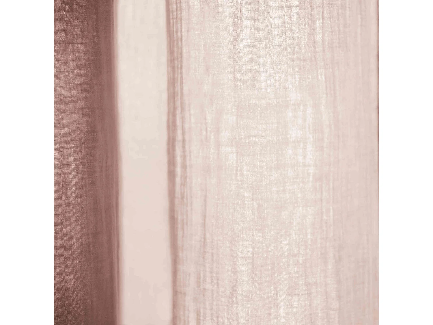 Lot de 2 rideaux gaze de coton ajustables 140x300 cm rose