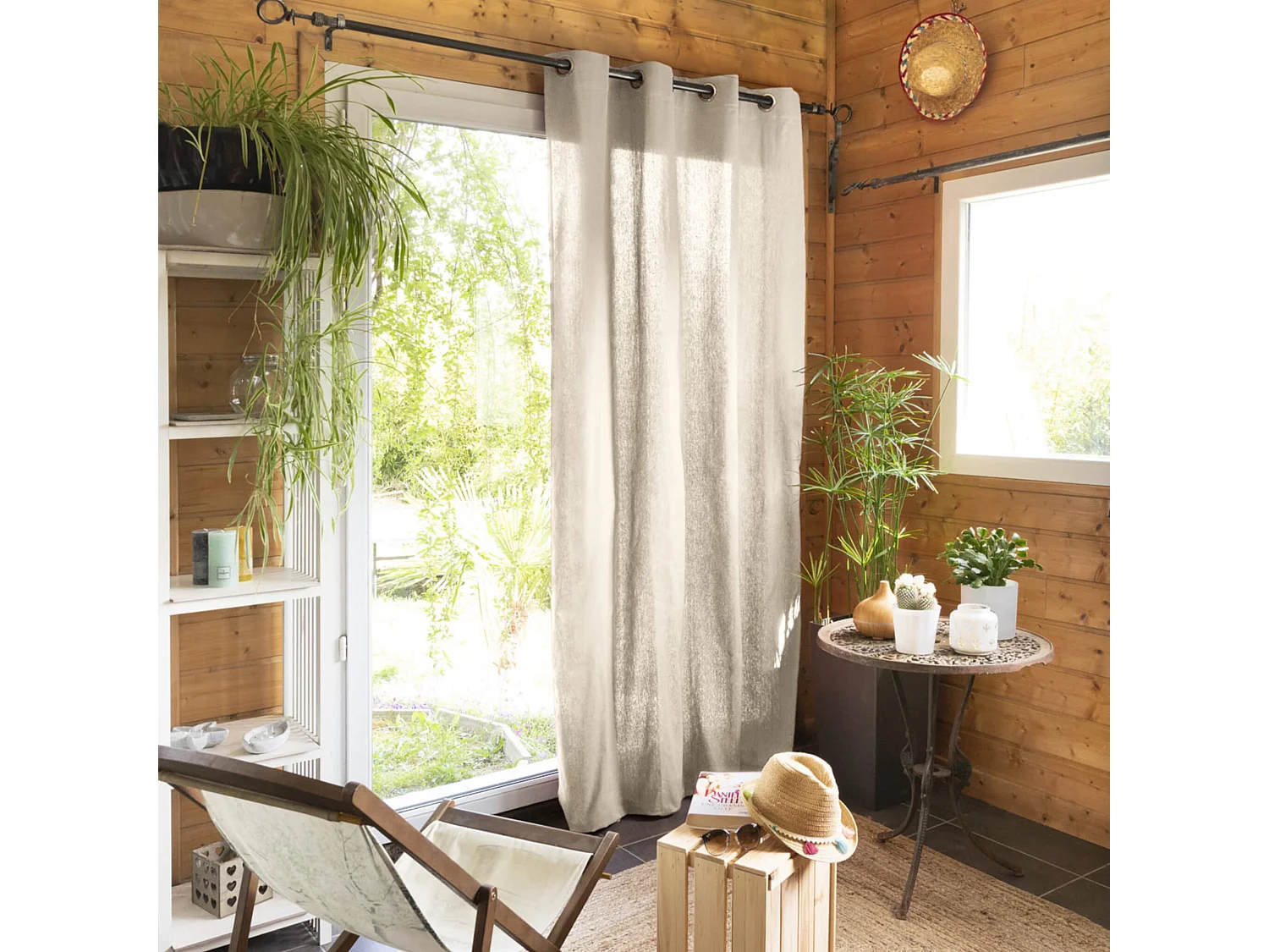 Rideau tamisant à œillets 140x260 beige