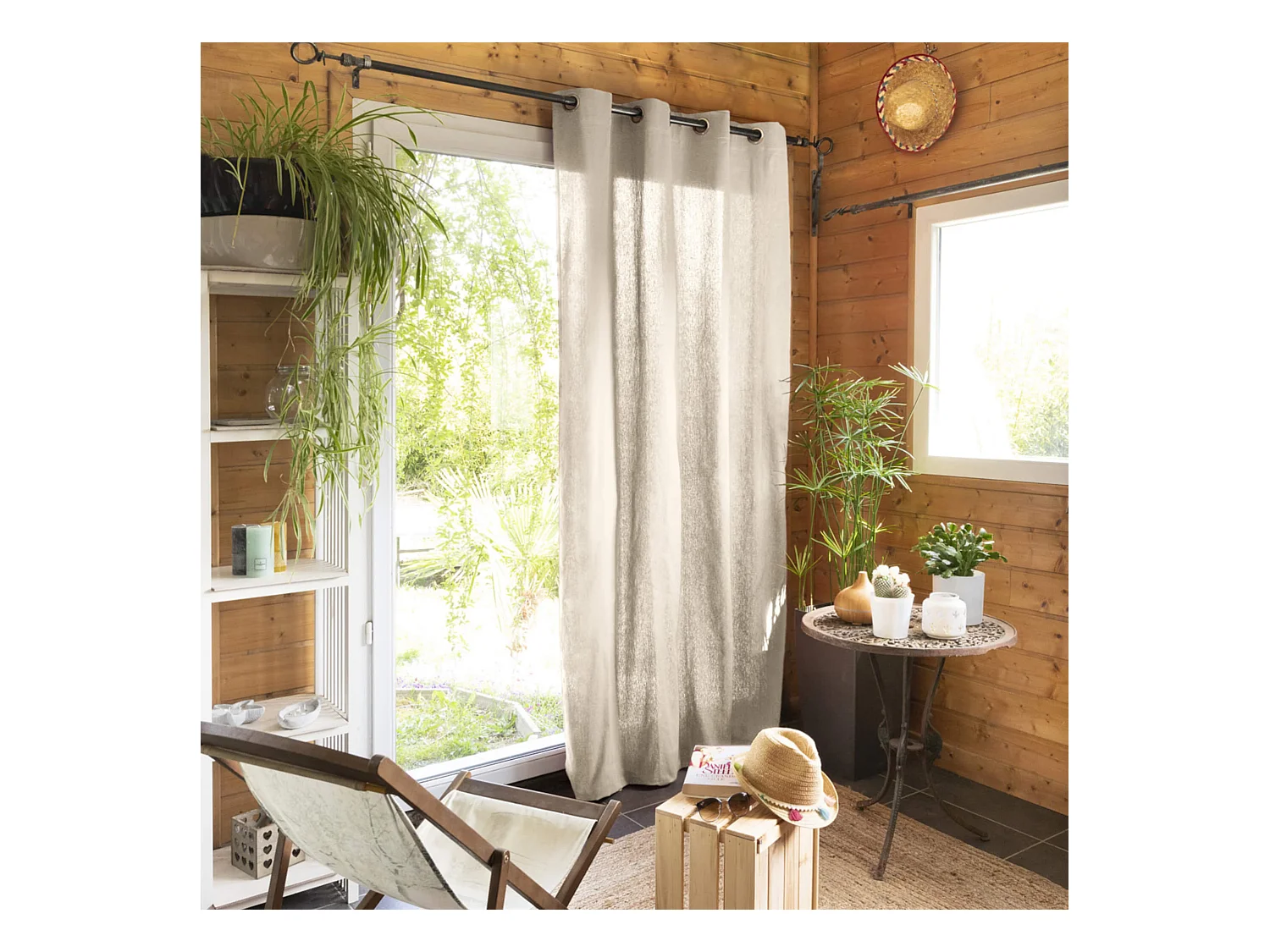 Rideau tamisant à œillets 140x260 beige