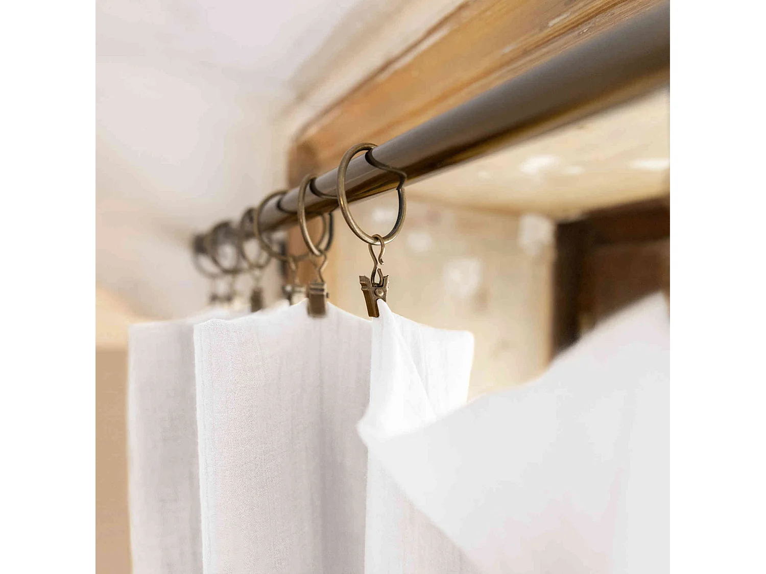 Rideau gaze de coton ajustable 140x300 cm blanc