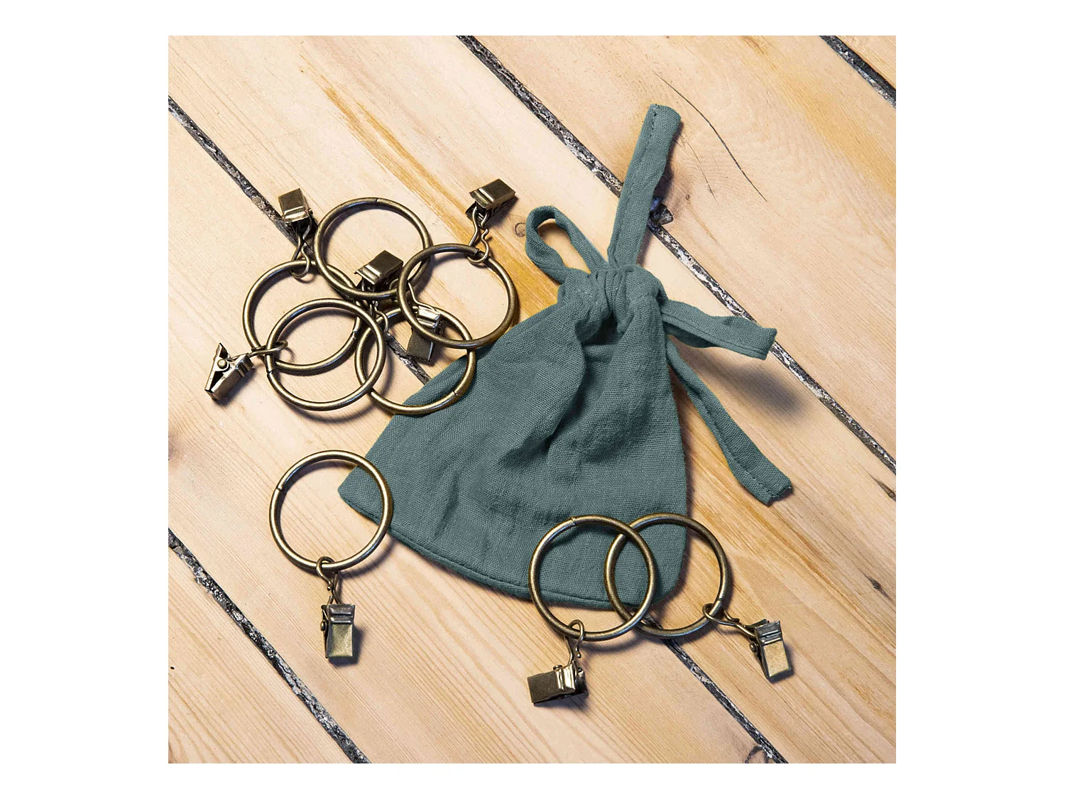 Rideau gaze de coton ajustable 140x300 cm bleu canard