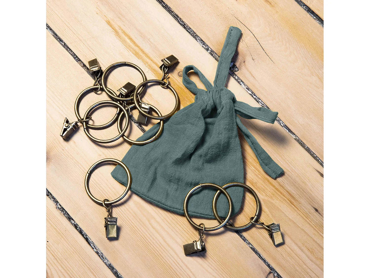 Rideau gaze de coton ajustable 140x300 cm bleu canard