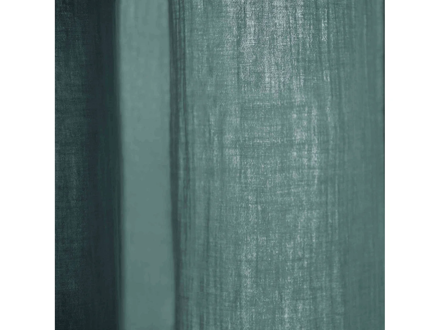 Lot de 2 rideaux gaze de coton ajustables 140x300 cm bleu canard