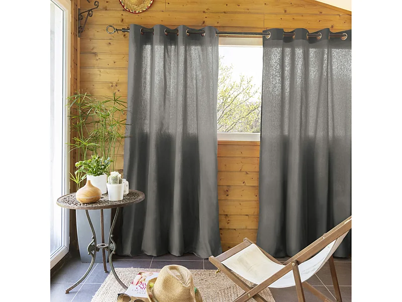 Lot de 2 rideaux tamisants à œillets 140x260 anthracite