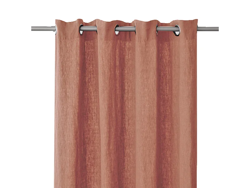 Rideau à œillets en lin lavé rose 140x250