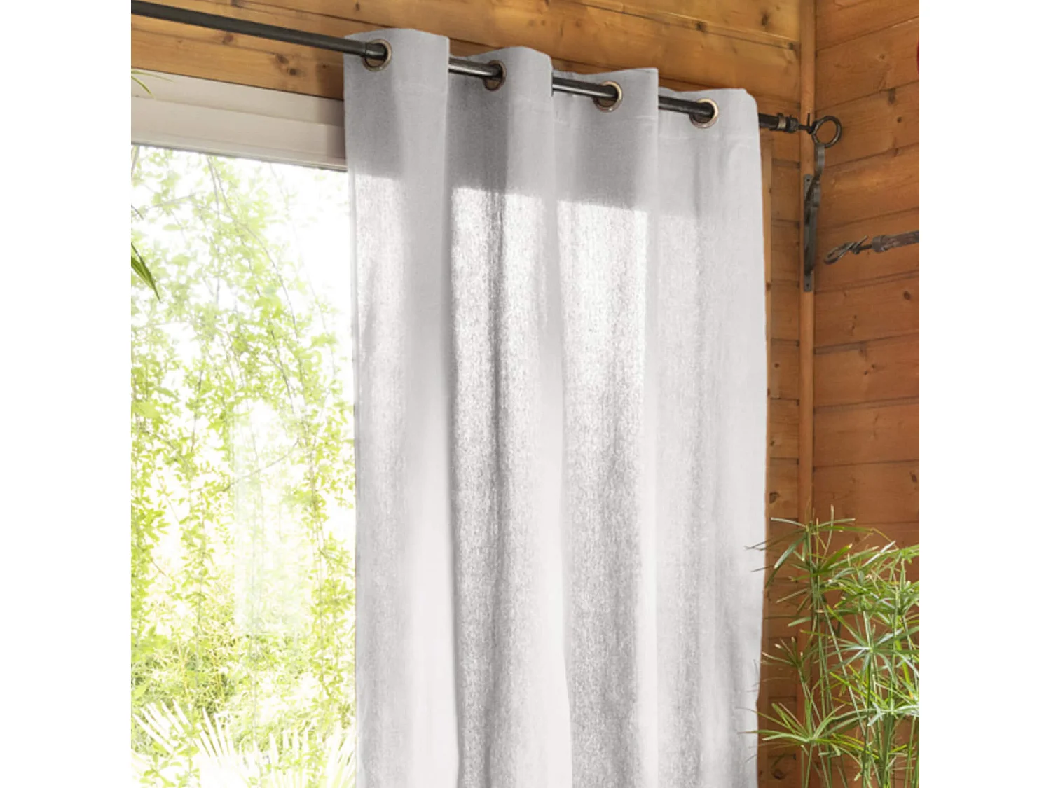 Lot de 2 rideaux tamisants à œillets 140x260 gris