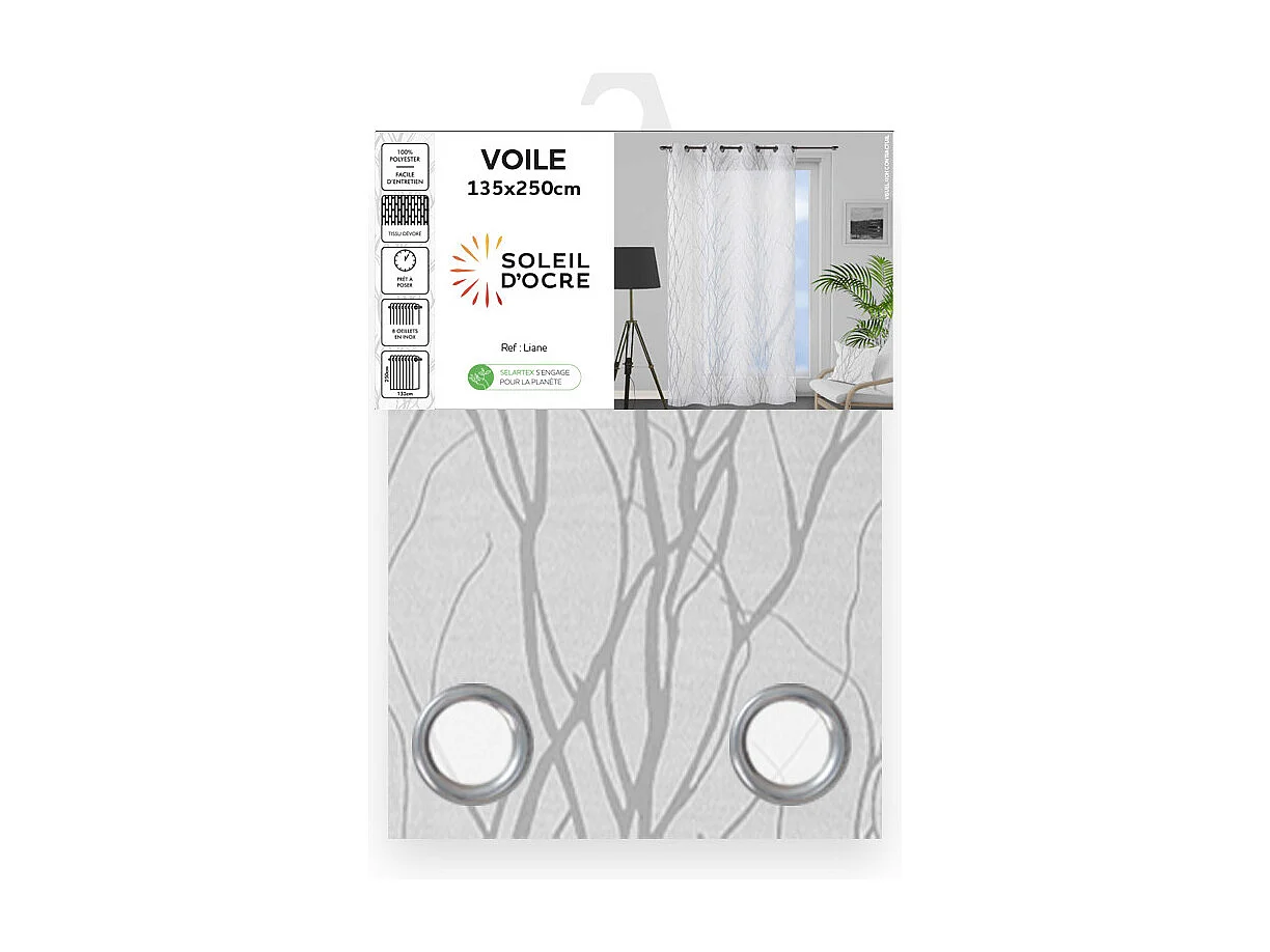 Visillo con ojales 135x250 cm LIANE white by Soleil d'Ocre