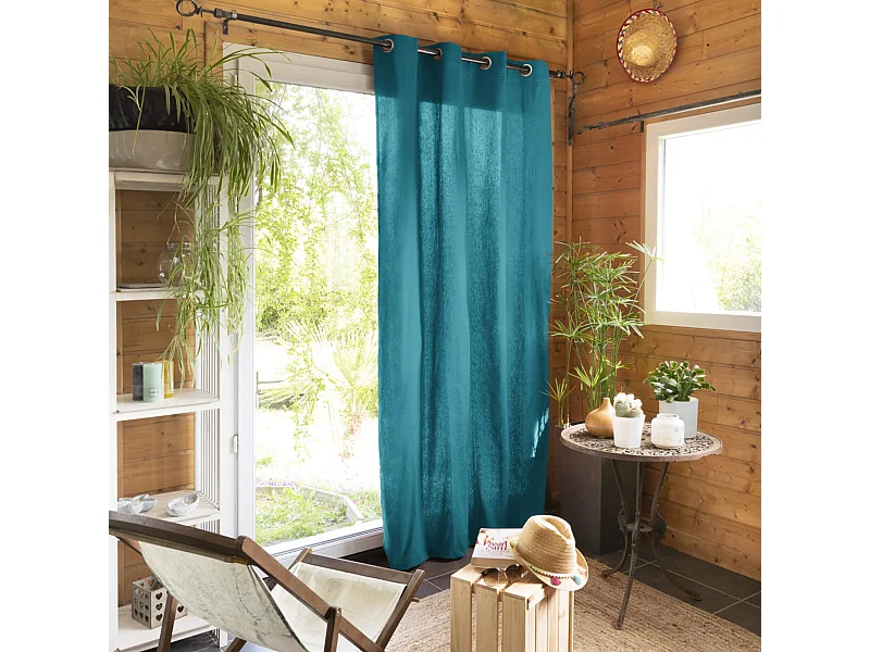 Rideau tamisant à œillets 140x260 bleu