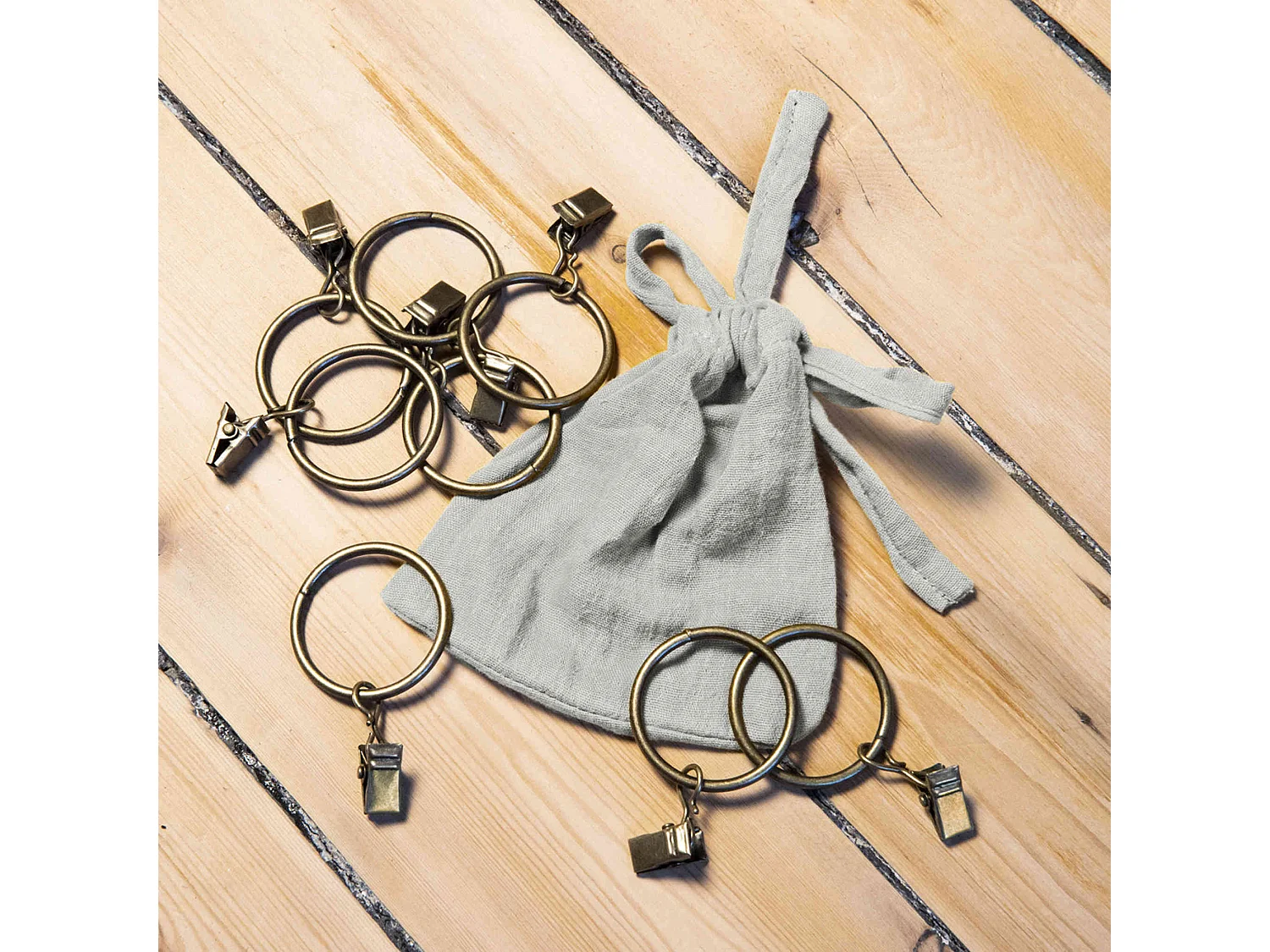 Rideau gaze de coton ajustable 140x300 cm gris